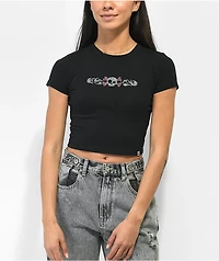 SWIXXZ Skull Black Crop T-Shirt