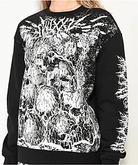 SWIXXZ Skull Pile Black Oversize Crewneck Sweatshirt