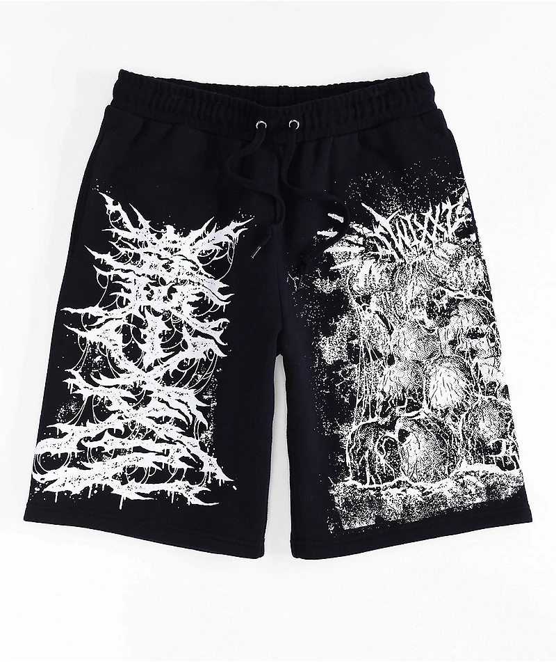 SWIXXZ Skull Pile Black Sweat Shorts