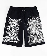 SWIXXZ Skull Pile Black Sweat Shorts