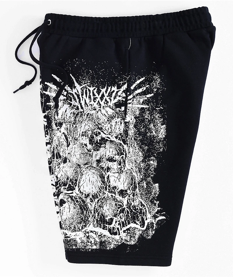 SWIXXZ Skull Pile Black Sweat Shorts