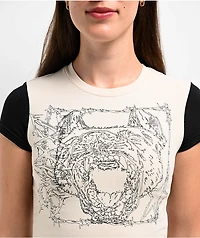 SWIXXZ Small Dog Beige Crop T-Shirt