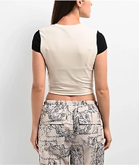 SWIXXZ Small Dog Beige Crop T-Shirt