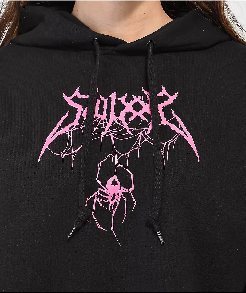 SWIXXZ Spider Black Crop Hoodie