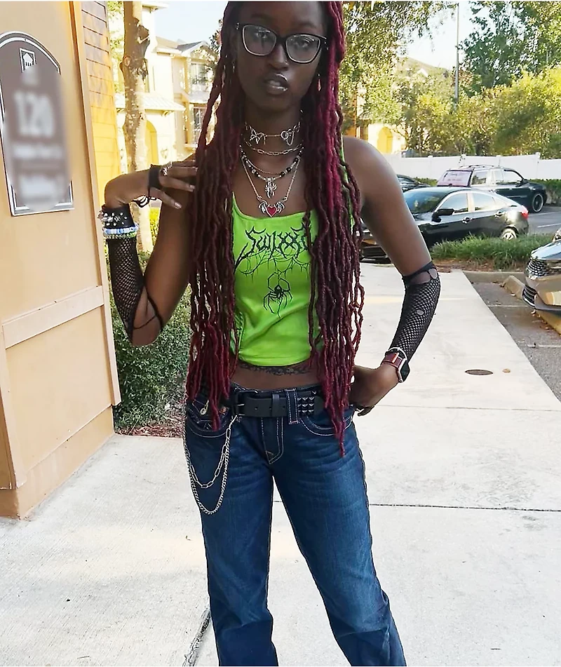 SWIXXZ Spider Green Corset Tank Top