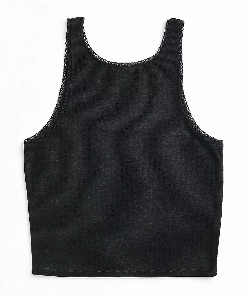 SWIXXZ Tangled Lace Black Crop Tank Top