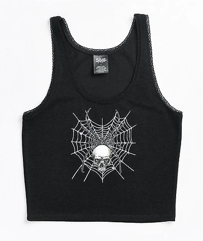 SWIXXZ Tangled Lace Black Crop Tank Top