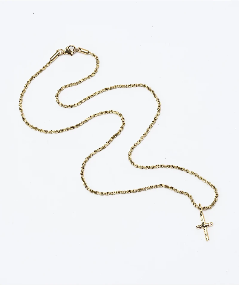 Saint Midas Ancient Cross 20" Gold Necklace