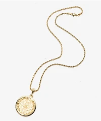 Saint Midas Aztec Calendar 20" Gold Chain Necklace