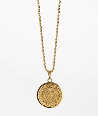Saint Midas Aztec Calendar 20" Gold Chain Necklace