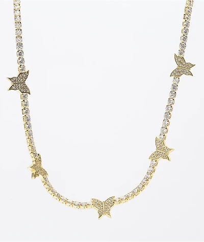 Saint Midas Butterfly 18" Tennis Chain Necklace