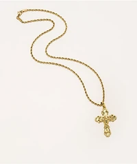 Saint Midas Cross 10" Gold Chain Necklace