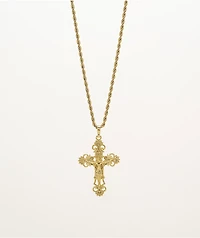 Saint Midas Cross 10" Gold Chain Necklace