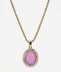 Saint Midas Crystal Guadalupe Purple 20" Gold Chain Necklace
