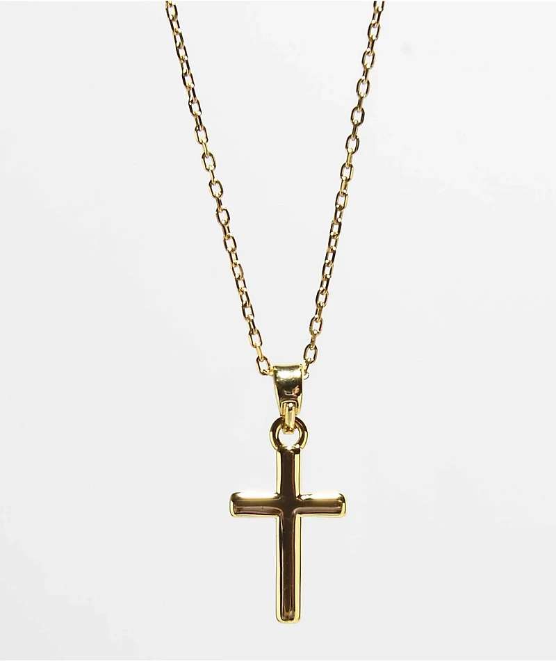 Saint Midas Dainty Cross 16" Gold Chain Necklace