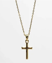 Saint Midas Dainty Cross 16" Gold Chain Necklace