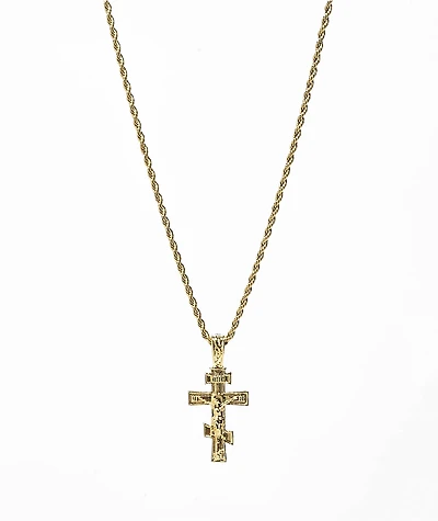 Saint Midas Diamond Crucifix 10" Gold Pendant Necklace