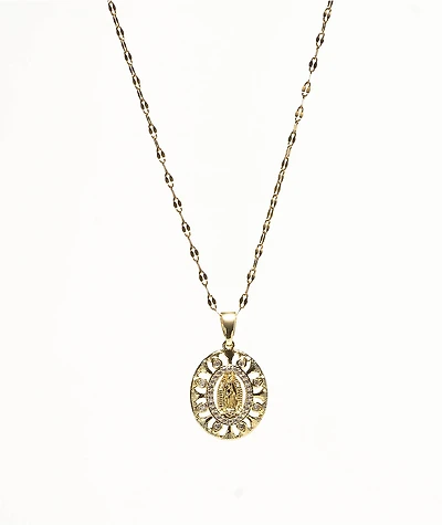 Saint Midas Diamond Cut Guadalupe 18" Gold Necklace