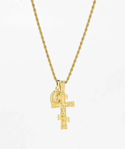 Saint Midas Eternal Cross x Guadalupe 22" Gold Chain Necklace
