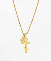 Saint Midas Eternal Cross x Guadalupe 22" Gold Chain Necklace