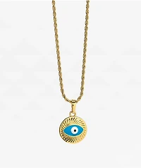 Saint Midas Evil Eye Pendant 20" Gold Chain Necklace