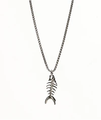 Saint Midas Fish Bone 24" Silver Necklace