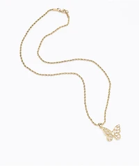 Saint Midas Gold Baguette 22" Chain Butterfly Necklace