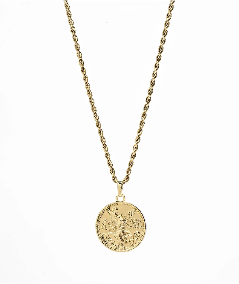 Saint Midas Gold Coin 10" Gold Pendant Necklace