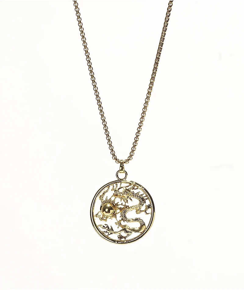 Saint Midas Golden Dragon 24" Necklace