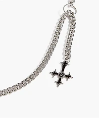 Saint Midas Gothic Cross Silver Pocket Chain