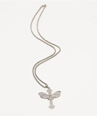 Saint Midas Gothic Moth 22" Silver Necklace