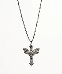 Saint Midas Gothic Moth 22" Silver Necklace