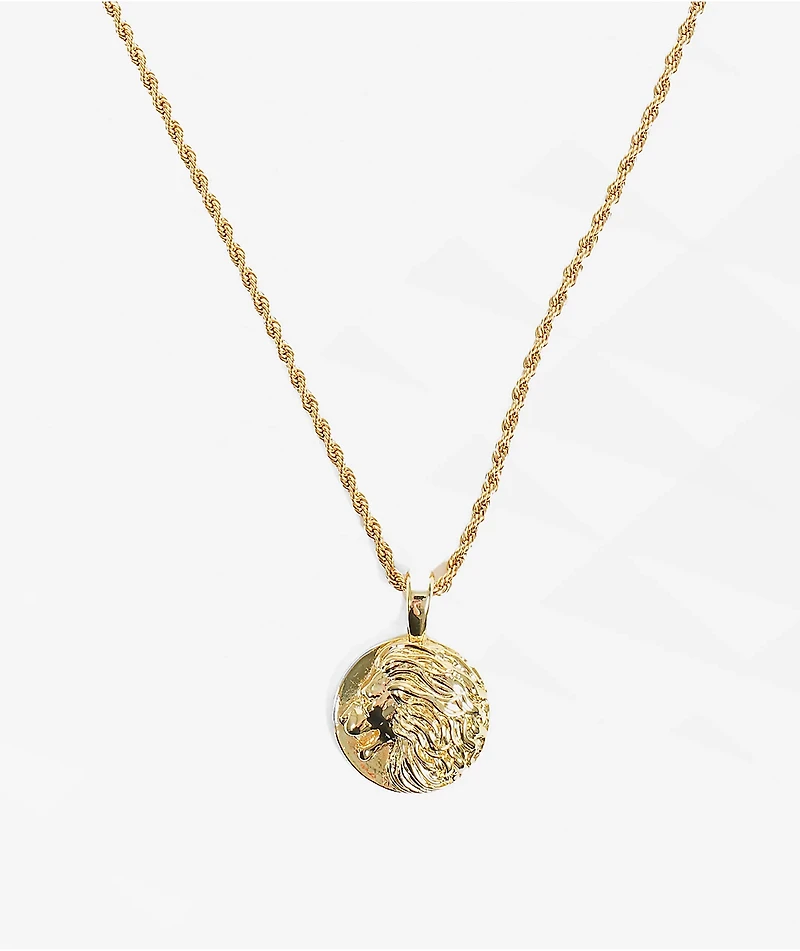 Saint Midas Lion Pendant Gold Chain Necklace