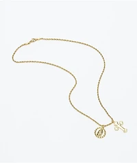 Saint Midas Mary & Cross 20" Gold Rope Chain Necklace