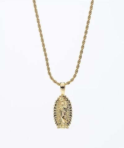 Saint Midas Micro Guadalupe 20" Yellow Gold Necklace