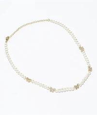 Saint Midas Pearl & Butterfly 15" Choker Necklace