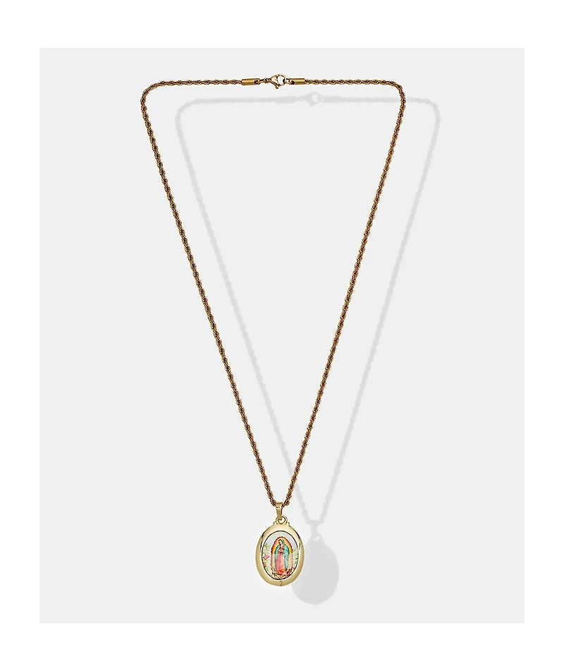 Saint Midas Pray For Us Guadalupe  20" Gold Chain Necklace