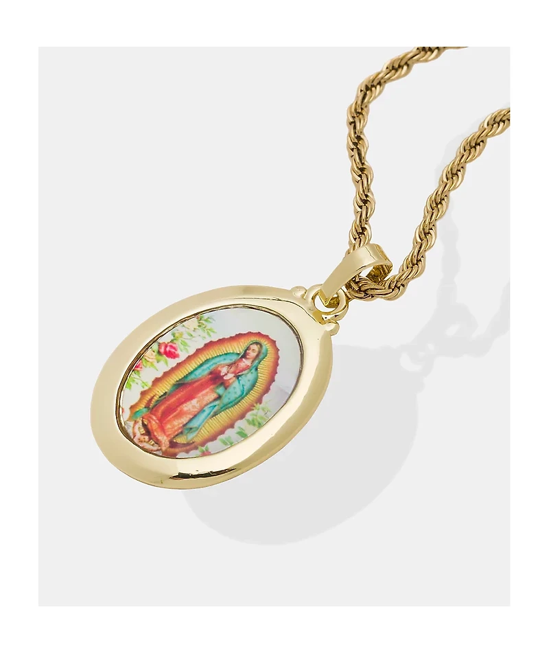 Saint Midas Pray For Us Guadalupe  20" Gold Chain Necklace