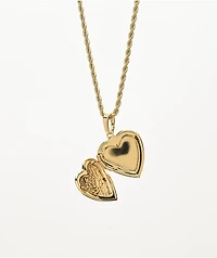 Saint Midas Rose Heart Pendant 18" Gold Chain Necklace