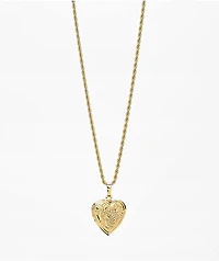 Saint Midas Rose Heart Pendant 18" Gold Chain Necklace
