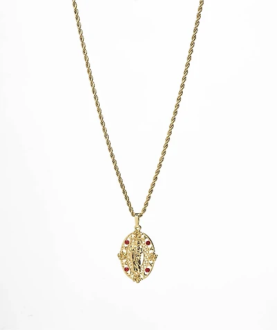 Saint Midas Ruby Saint Judas 10" Gold Pendant Necklace