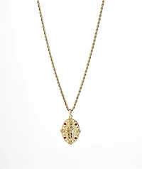 Saint Midas Ruby Saint Judas 10" Gold Pendant Necklace