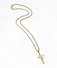 Saint Midas Serpent Cross 20" Gold Chain Necklace
