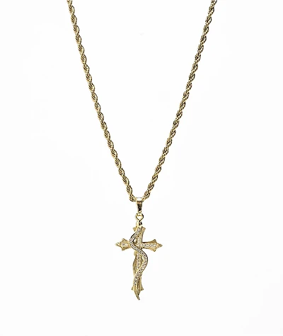 Saint Midas Serpent Cross 20" Gold Chain Necklace