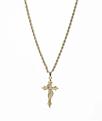 Saint Midas Serpent Cross 20" Gold Chain Necklace