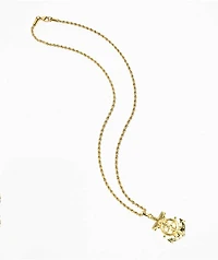 Saint Midas YG Anchor Crucifix 20" Gold Necklace