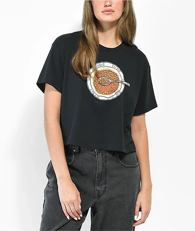 Salem7 Alphabet Soup Black Crop T-Shirt