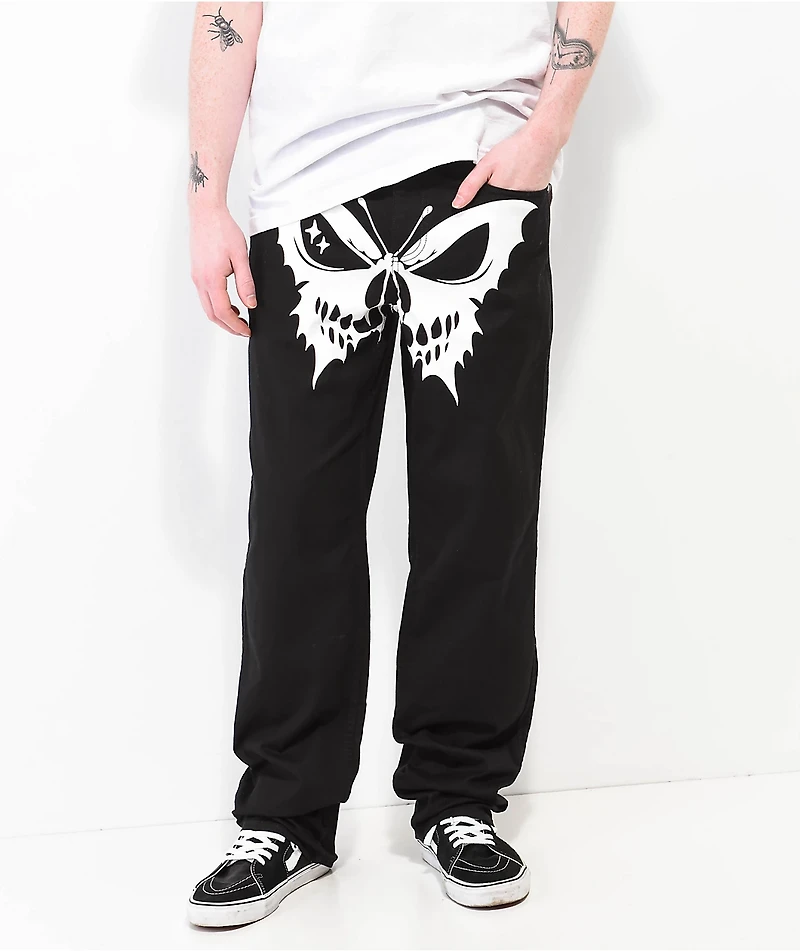 Salem7 Butterfly Black Denim Jeans
