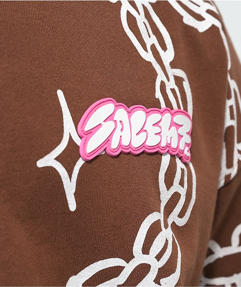 Salem7 Chains Brown Zip Hoodie