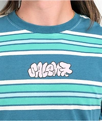 Salem7 Flower Power Blue Stripe 2Fer Long Sleeve T-Shirt
